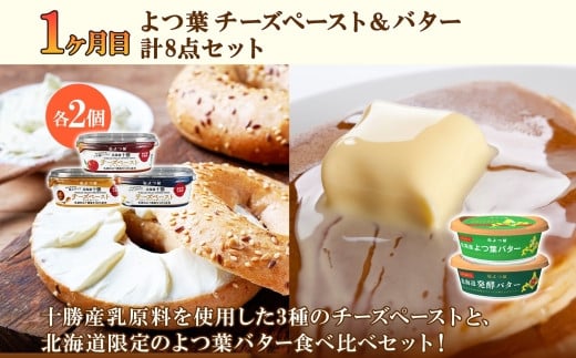 ◆1ヶ月目：よつ葉チーズペースト&北海道バターセット（計8個）