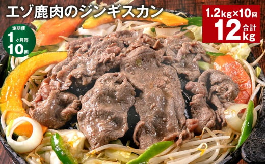 【1ヶ月毎10回定期便】エゾ鹿肉のジンギスカン 計1.2kg（300g×4パック）