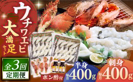 【全3回定期便】ウチワエビ しゃぶしゃぶ B（刺身・半身セット） 【 ひばり 】 [KAA488]ウチワエビ 海老 エビ 魚介類 海鮮 グルメ 通販 お取り寄せ ギフト プレゼント 長崎 1243725 - 長崎県平戸市