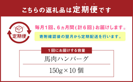 【定期便 6回】馬肉 ハンバーグ 150g×10個 計9kg