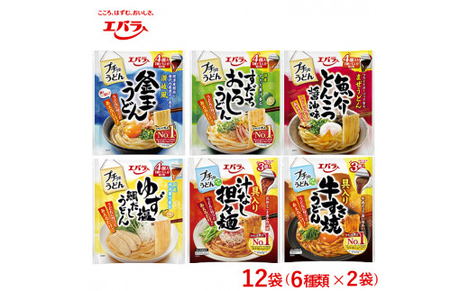 12袋（6種類×2袋）プチッとうどん バラエティ詰め合わせセット エバラ