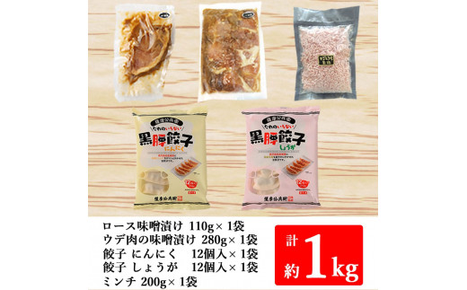 鹿児島県産黒豚 焼くだけ簡単 お試しセット 5種 1～2人前 合計約1kg