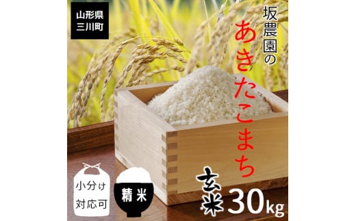 【令和5年産・精米発送】坂農園の厳選米！あきたこまち玄米30kg 