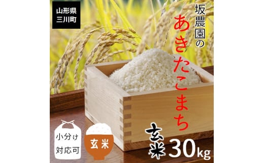 [令和5年産・玄米発送]坂農園の厳選米!あきたこまち玄米30kg