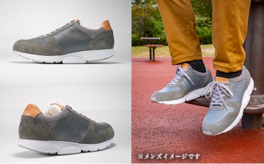 奈良県大和郡山市のふるさと納税 MIDFOOT ( ミッドフッド ) 紳士靴 レザースニーカー MF001JM ( グレー ) 4E 26.0cm [№5990-8874]0472