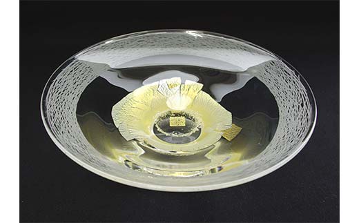 ＜ガラス作家 池本美和＞皿「Light Showers」 吹きガラス 硝子 ガラス 皿 池本美和 贈り物 ギフト F6L-500