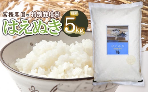 【令和6年産先行予約】 富樫農園の特別栽培米はえぬき 精米5kg 山形県鶴岡市産　X01-001