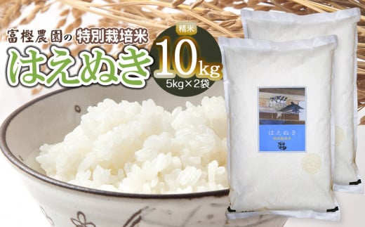 【令和6年産先行予約】 富樫農園の特別栽培米はえぬき 精米10kg(5kg×2袋) 山形県鶴岡市産　A36-002