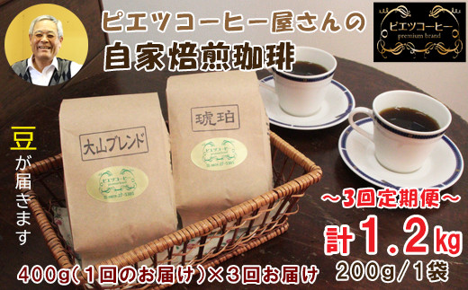 TP04：【3回定期便】【コーヒー豆】極上自家焙煎コーヒー　400g×3回 1444417 - 鳥取県日吉津村