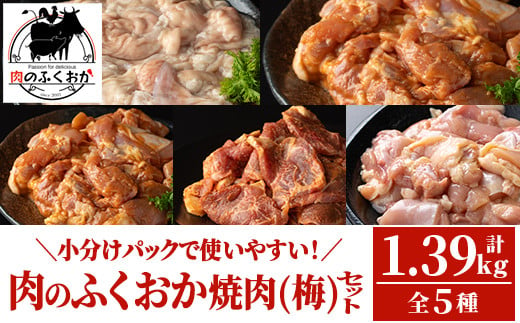 A79012 肉のふくおか 焼肉セット(梅) (全5種類・計約1.39kg)【肉のふくおか】