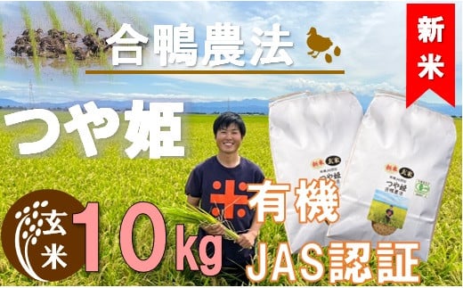 【令和6年産・玄米】ecofarmすがわらの合鴨農法有機JAS認証つや姫10kg　※10月下旬ごろから順次発送開始