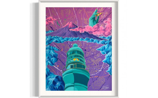 アクリル絵画 オーダー作品 F15(652mm×530mm)サイズ【絵画：御前崎の風景 / 額：ホワイト】