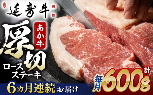 【6回定期便】熊本県産 延寿牛 あか牛 ロース ステーキ 約 300g×2枚【有限会社 九州食肉産業】 [ZDQ108]