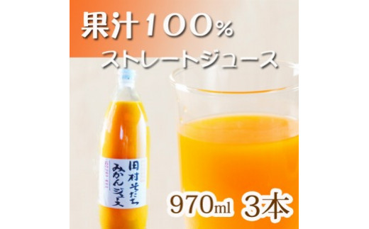 果汁100％田村そだちみかんジュース　970ml×3本 584373 - 和歌山県印南町