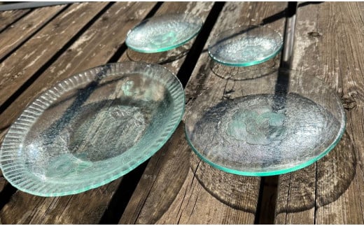 レトロ昭和ガラスのお皿セット（バラ） 4枚セット 1168237 - 長野県松本市