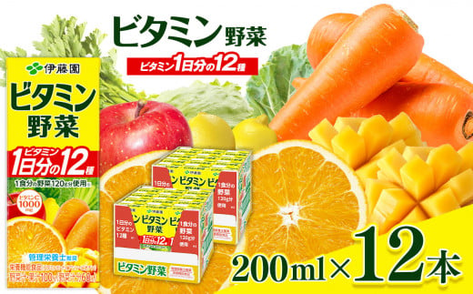 ビタミン野菜 紙パック ( 200ml × 12本 ) 伊藤園   | 野菜 フルーツ ジュース ドリンク 飲料 健康 食品 砂糖 食塩 不使用 長期常温可能 長野県 松本市 ふるさと納税 722808 - 長野県松本市