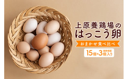 上原養鶏場のはっこう卵　3～4種おまかせ食べ比べ 15個+破卵保障3個 986140 - 沖縄県糸満市