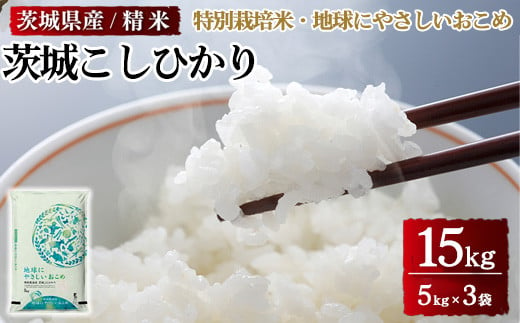 茨城県産特別栽培米 地球にやさしいおこめ 茨城こしひかり 15kg※離島への配送不可