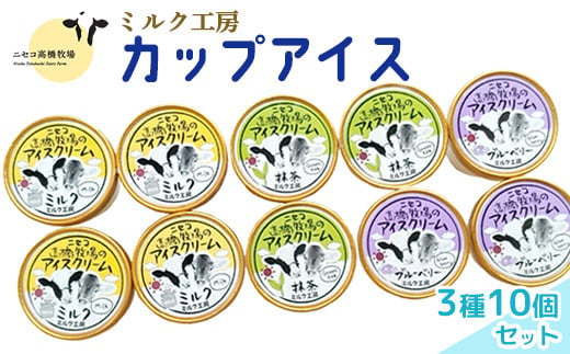 ニセコ高橋牧場ミルク工房カップアイス3種10個セット【03006】