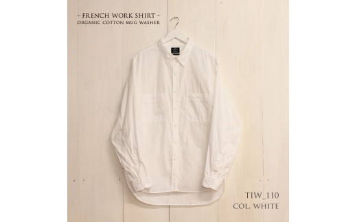 播州織メンズシャツ「US CHAMBRAY WORK SHIRT」(1着) TIW_110(ホワイト)・Lサイズ