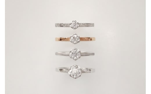 ダイヤモンドのサイズが選べる手作り婚約指輪