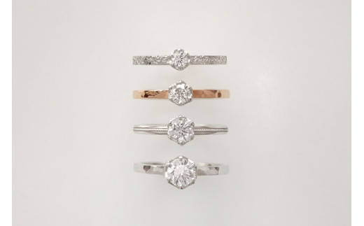 ダイヤモンドのサイズが選べる手作り婚約指輪