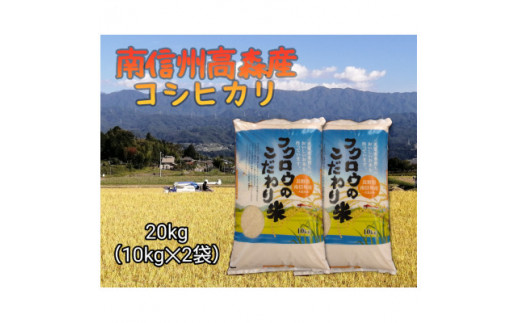 コシヒカリ精米20kg(10kg×2袋) 1290689 - 長野県高森町