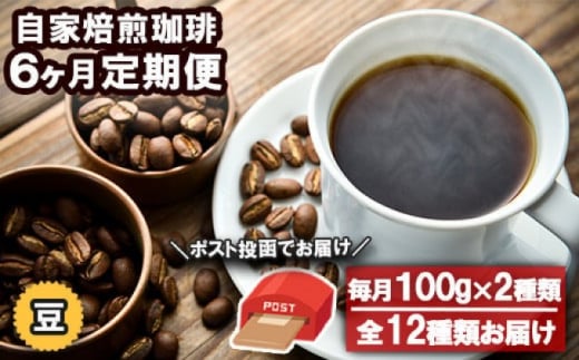 コーヒー 定期便 6ヶ月 自家焙煎 Morrow珈琲 100g×2種 豆 494427 - 福岡県小郡市