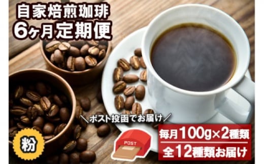 コーヒー 定期便 6ヶ月 自家焙煎 Morrow珈琲 100g×2種 粉 中挽き 225538 - 福岡県小郡市