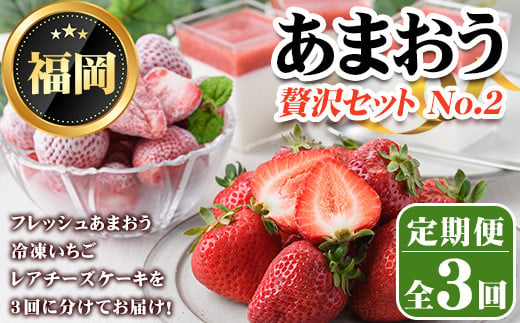 《先行予約受付中・数量限定》＜定期便・全3回(3月・5月・7月)＞2025年3月からお届け！あまおう贅沢セット No.2(あまおう：計約500g 冷凍いちご：1.5kg レアチーズケーキ：計600g) いちご 苺 定期便 ＜離島配送不可＞【ksg1257】【THE FARM_strawberry】 955329 - 福岡県春日市