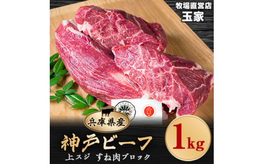 神戸ビーフ 上スジ すね肉 ブロック 1kg 兵庫県産 国産