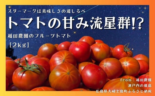 [3〜6月発送] トマトの甘み流星群!? 越田農園のフルーツトマト 約2kg 広島県 大崎上島町 瀬戸内 離島 糖度8度以上 