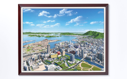 北九州市の地図情報会社のゼンリンが作る 「俯瞰図額絵 北九州市/小倉(大判)」