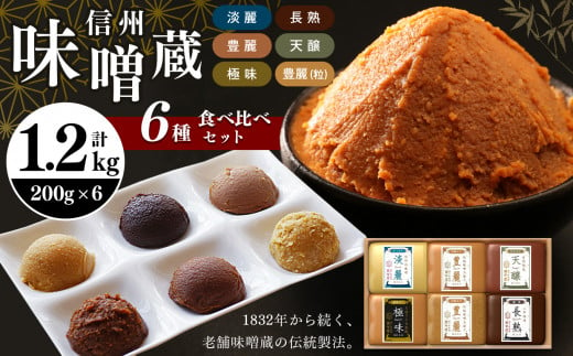 酪酸菌入り味噌シリーズ の6種セット 合計1.2kg ( 200g × 6 ) 1288035 - 長野県松本市
