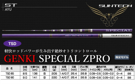 【日本製・鮎竿限定モデル】GENKI SPECIAL ZPRO TML H90（734-1） - 兵庫県西脇市｜ふるさとチョイス - ふるさと納税サイト