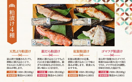 富山県魚津市のふるさと納税 【冷凍・小分け】8つの味を楽しむ 粕漬け4種＆西京漬け4種セット