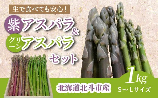 【JAS認定有機紫アスパラ】S～Lサイズ紫アスパラ・グリーンアスパラセット　桐箱入〈900g〉 ふるさと納税 人気 おすすめ ランキング アスパラガス アスパラ 紫アスパラガス 紫アスパラ 紫アスパラ姫 セット 有機栽培 JAS認定 サラダ 天ぷら 茹でアスパラ アントシアニン 生ジュース スムージー ベーコン巻き おいしい あまい 新鮮 鮮度抜群 北海道 北斗市 送料無料 HOKB002 462841 - 北海道北斗市
