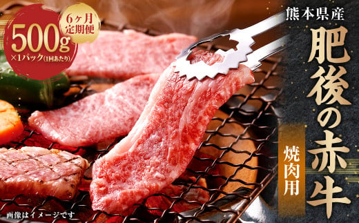 【6ヶ月定期便】肥後の赤牛焼肉用 500g 1285934 - 熊本県上天草市