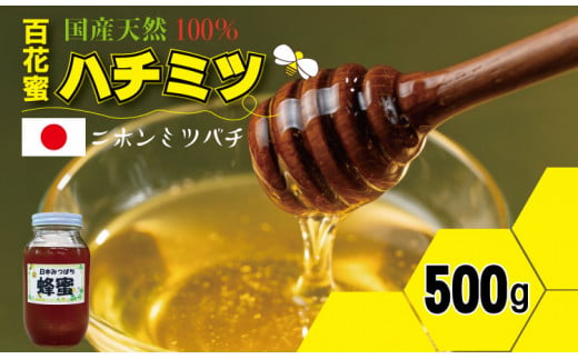 はちみつ（日本蜜蜂）蜂蜜（百花蜜）500g 西山養蜂