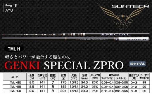 [日本製・鮎竿限定モデル]GENKI SPECIAL ZPRO TML H80(605-2)