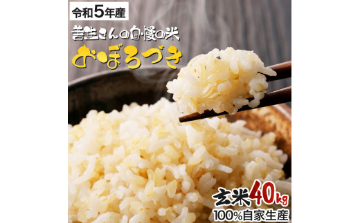 『100%自家生産玄米』善生さんの自慢の米 玄米おぼろづき４０kg※一括発送【06040】