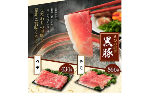 えびの純粋 黒豚お肉セット (ウデ434g・モモ866g) 合計1300g