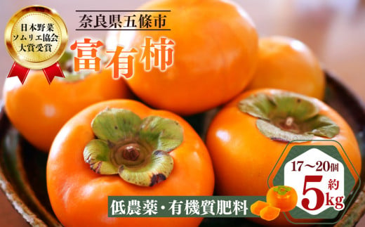 富有柿 約5kg（17～20個） 日本野菜ソムリエ協会大賞受賞品 773074 - 奈良県五條市