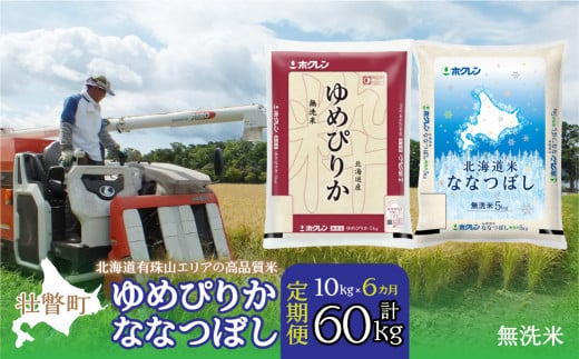 【令和6年産 新米6ヶ月定期配送】（無洗米10kg）食べ比べセット（ゆめぴりか、ななつぼし） 【 ふるさと納税 人気 おすすめ ランキング 北海道産 米 こめ 無洗米 白米 ご飯 ごはん ゆめぴりか ななつぼし 定期便 北海道 壮瞥町 送料無料 】SBTD145