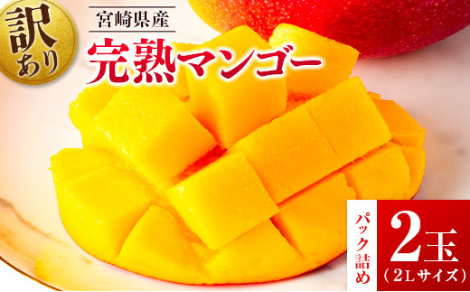 先行予約 ＜訳あり＞ 完熟マンゴー 宮崎県産 2Lサイズ 2玉 フルーツ 果物【B615-26】