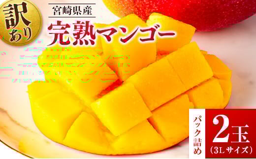 先行予約 ＜訳あり＞ 完熟マンゴー 宮崎県産 3Lサイズ 2玉 フルーツ 果物【B616-26】