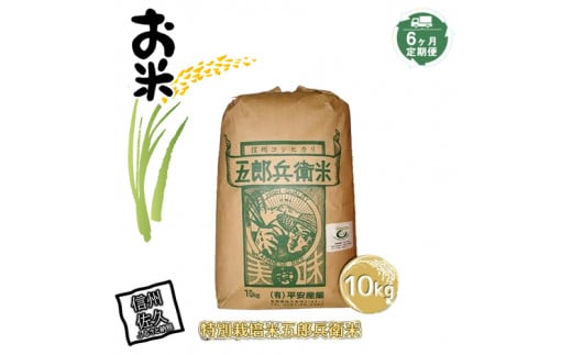 【6ヶ月定期便】特別栽培米五郎兵衛米　10kg