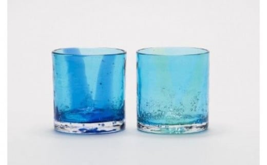 【RYUKYU GLASS WORKS 海風】はまういロックグラス2色セット 1313312 - 沖縄県読谷村