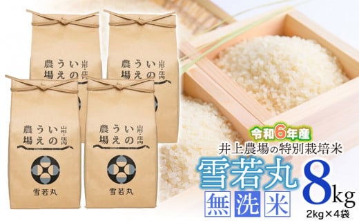 山形県鶴岡市のふるさと納税 【令和6年産先行予約】 井上農場の特別栽培米 雪若丸 無洗米 8kg（2kg×4袋） K-637