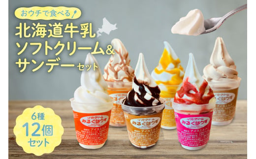 おウチで食べる北海道ソフトクリーム＆サンデーセット（6種類×2の12個セット） 1203468 - 北海道札幌市